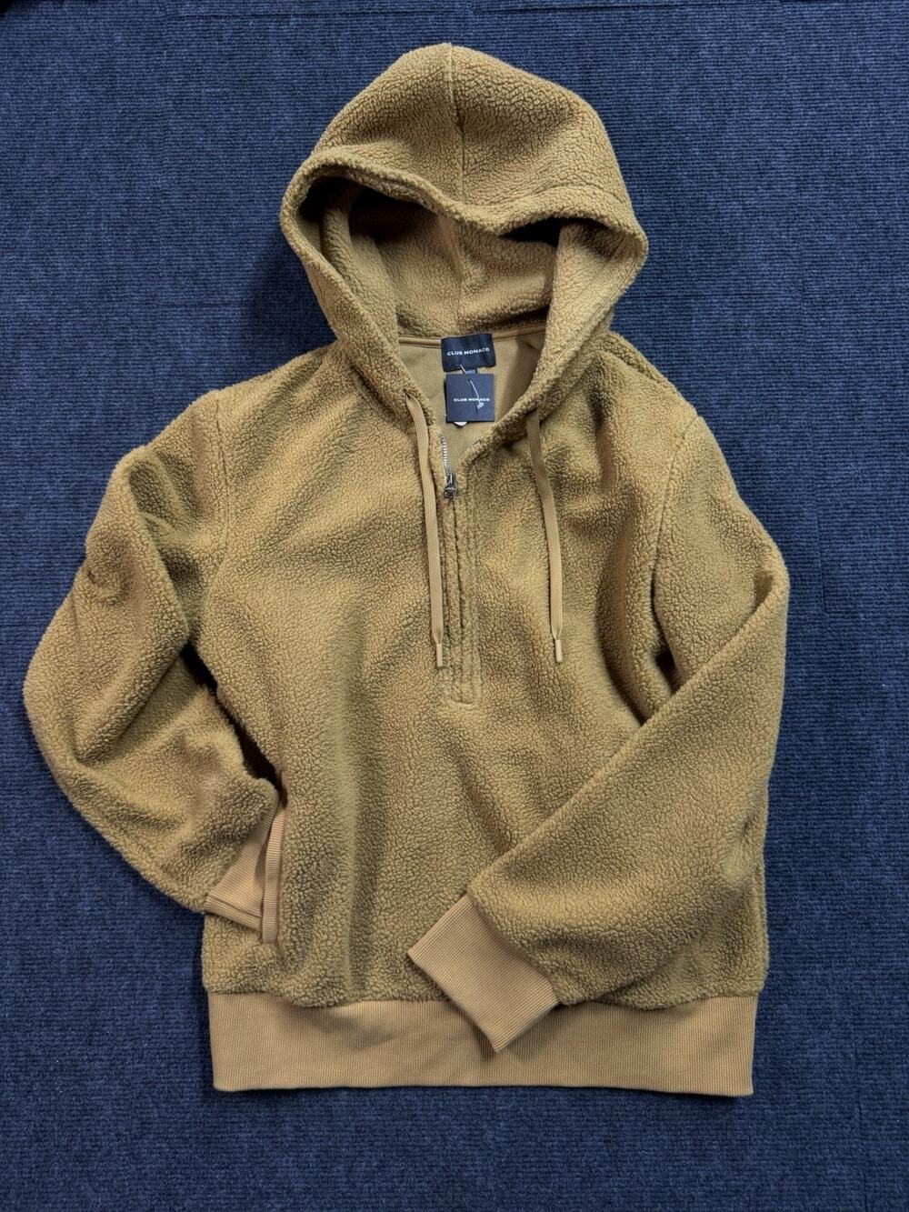 Club Monaco Cozy Sherpa Brown 1/4 Zip Hoodie w/ Pockets Women's M